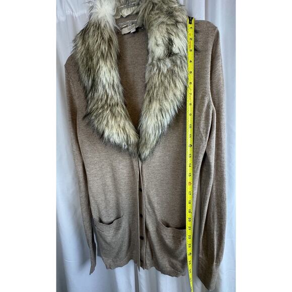 Ann Taylor LOFT Detachable Faux Fur Collar Tan M preppy academia 61-04 - Picture 7 of 16